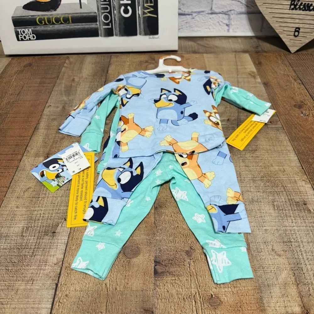 Bluey Disney Toddler 2pc Snug Fit Bluey Cotton Pajama Set - 12 Months, Blue NWT